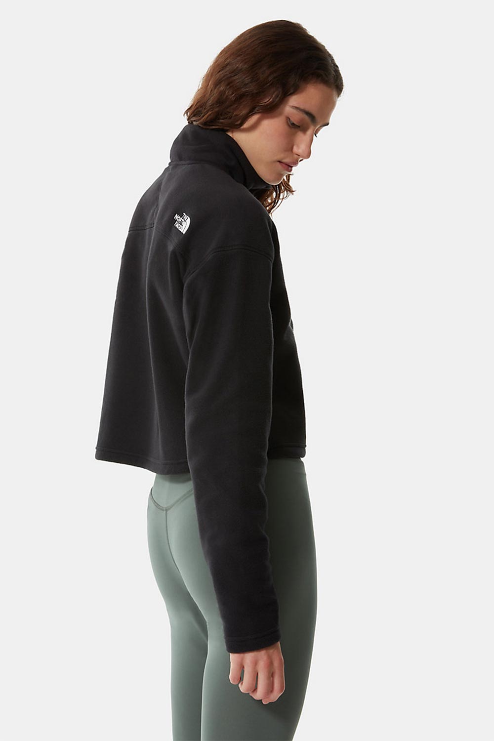 The North Face-Women 100 Glacier Cropped 1/4 Zip Black-Sweatshirts & Hoodies-5-fleurdirect.live