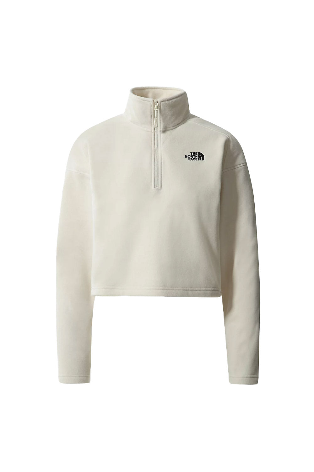 The North Face-Women 100 Glacier Cropped 1/4 Zip White-Sweatshirts & Hoodies-7-fleurdirect.live