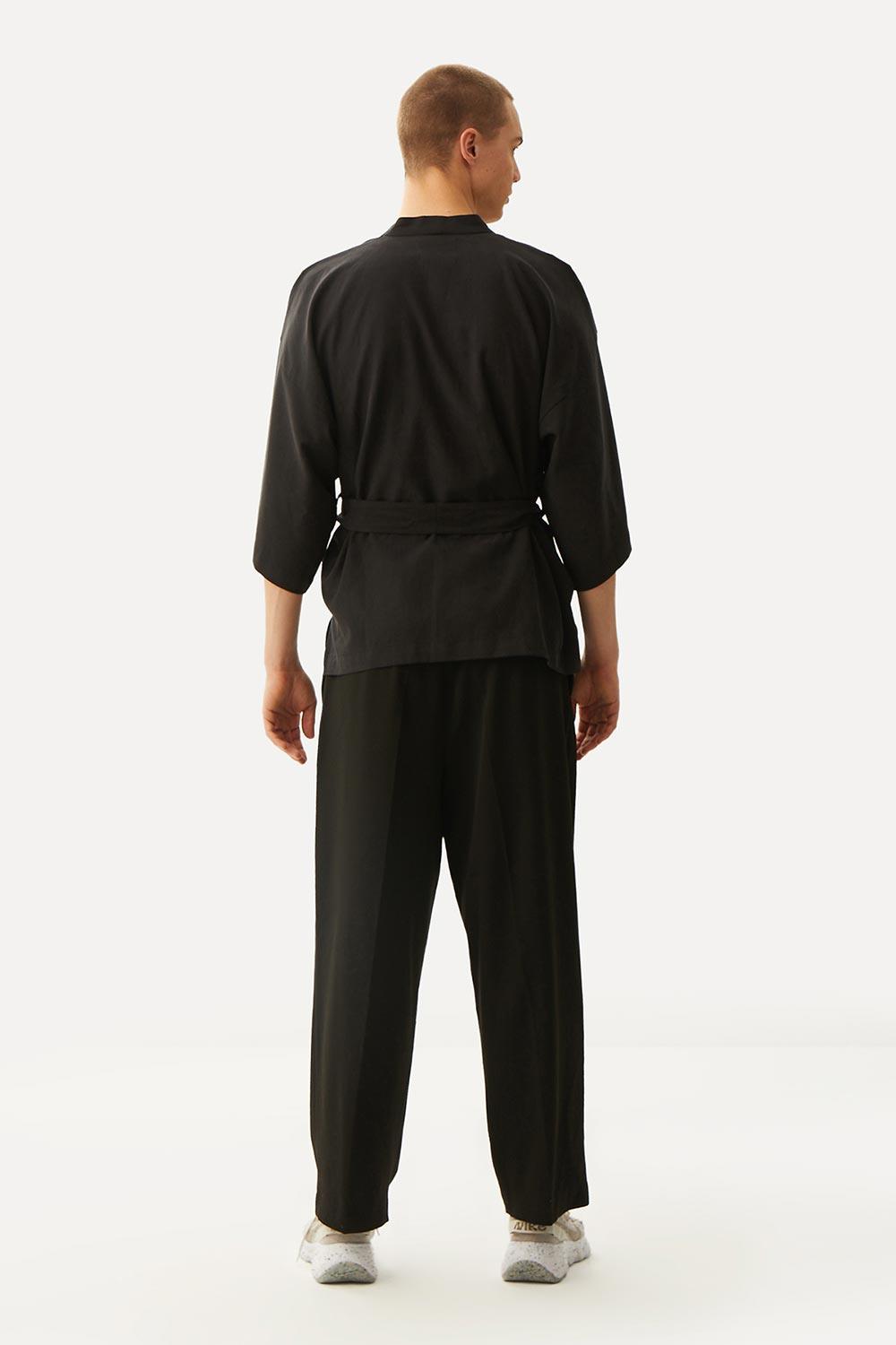 WWF Market-Lemur Kısa Kollu TENCEL™ Kimono - Siyah-Kimono-6-fleurdirect.live