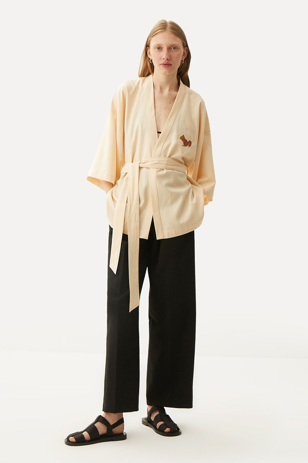 WWF Market-Sincap Kısa Kollu TENCEL™ Kimono - Bej-Kimono-5-fleurdirect.live