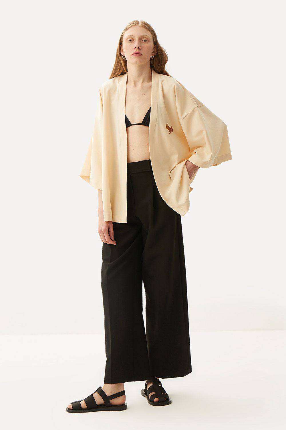 WWF Market-Sincap Kısa Kollu TENCEL™ Kimono - Bej-Kimono-6-fleurdirect.live