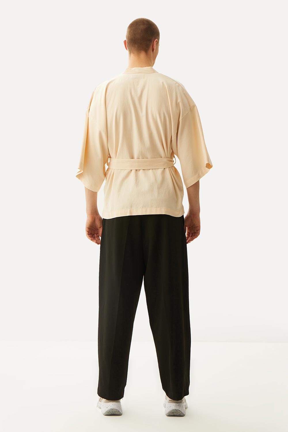WWF Market-Sincap Kısa Kollu TENCEL™ Kimono - Bej-Kimono-8-fleurdirect.live