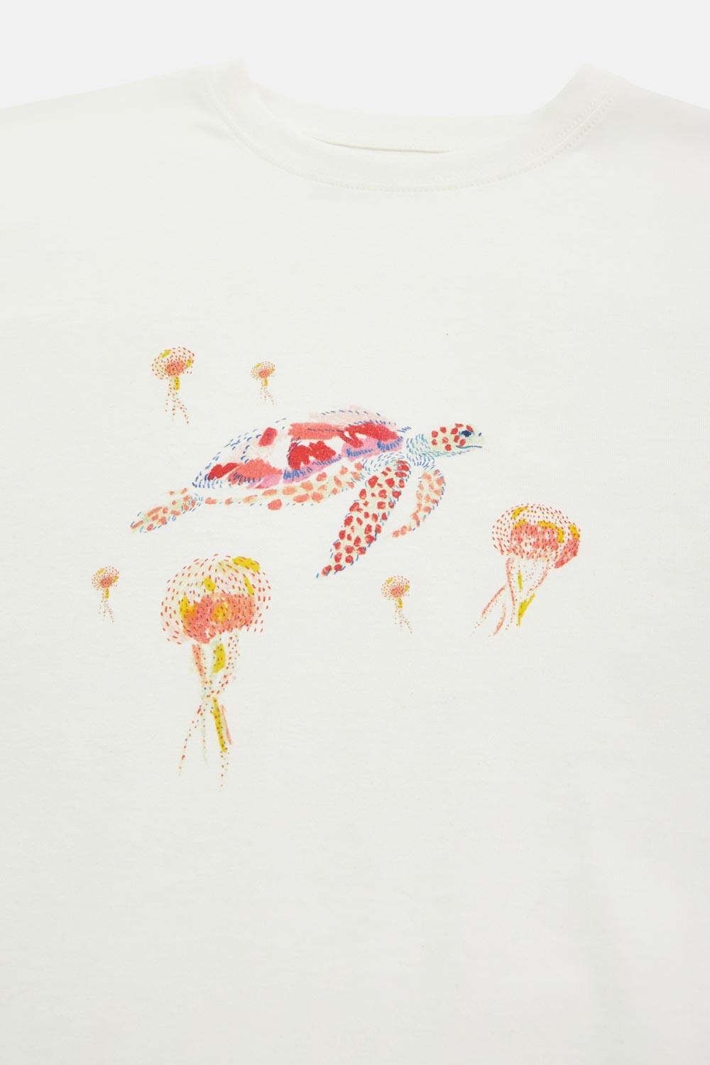 WWF Market-Yeşil Deniz Kaplumbağası T-Shirt - Parşömen Beyaz-T-Shirts-2-fleurdirect.live