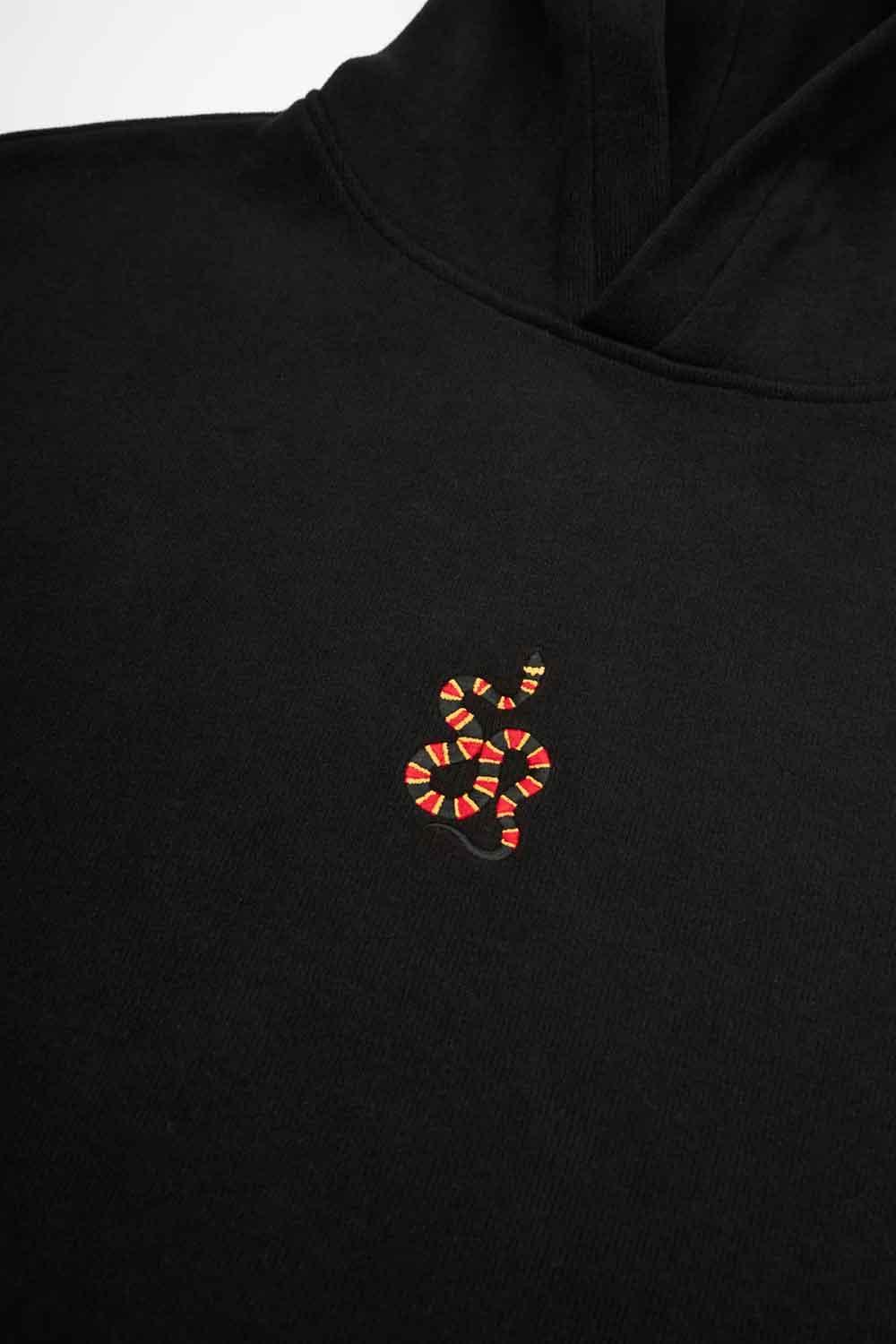 WWF Market-Yılan Crop Hoodie - Siyah-Sweatshirts & Hoodies-3-fleurdirect.live