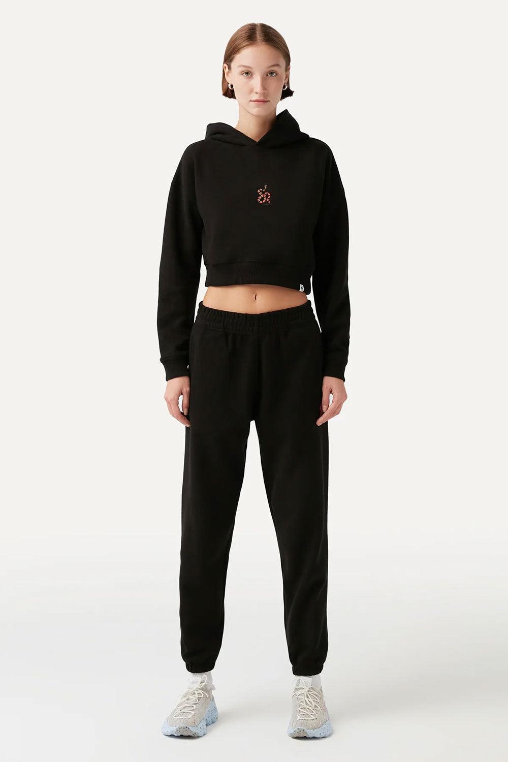 WWF Market-Yılan Crop Hoodie - Siyah-Sweatshirts & Hoodies-4-fleurdirect.live