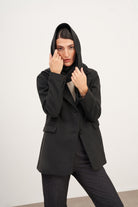 Füme Şal Detaylı Kaşe Blazer Ceket - 2