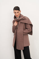 Vizon Şal Detaylı Kaşe Blazer Ceket - 1