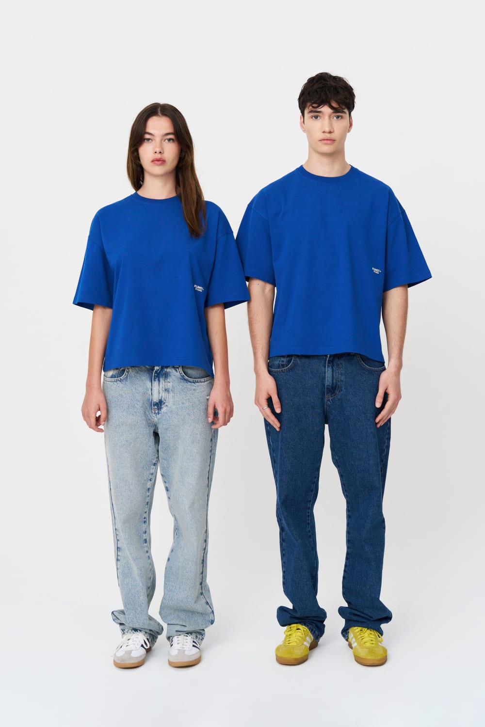 Kısa Kollu Baskılı Box Fit Mavi T-Shirt - 1