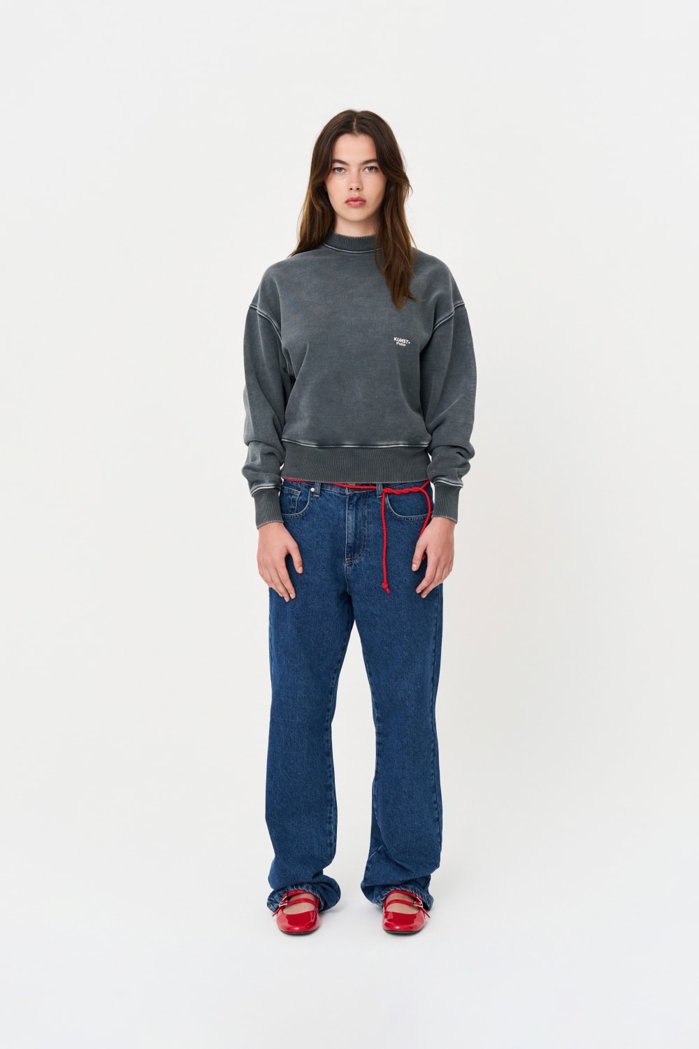 Yıkanmış Gri Oversize Sweatshirt - 3