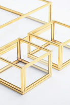4 Parça Pirinç Gold Nişan Takımı Damat Kahvesi Sunum Tepsisi Yüzük Kutusu - 1