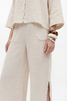 Crinkle Linen Yırtmaçlı Pantolon - 4
