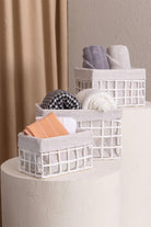 Braid Hasır Organizer Sepet, Beyaz, 22 × 14 × 13 Cm - 1