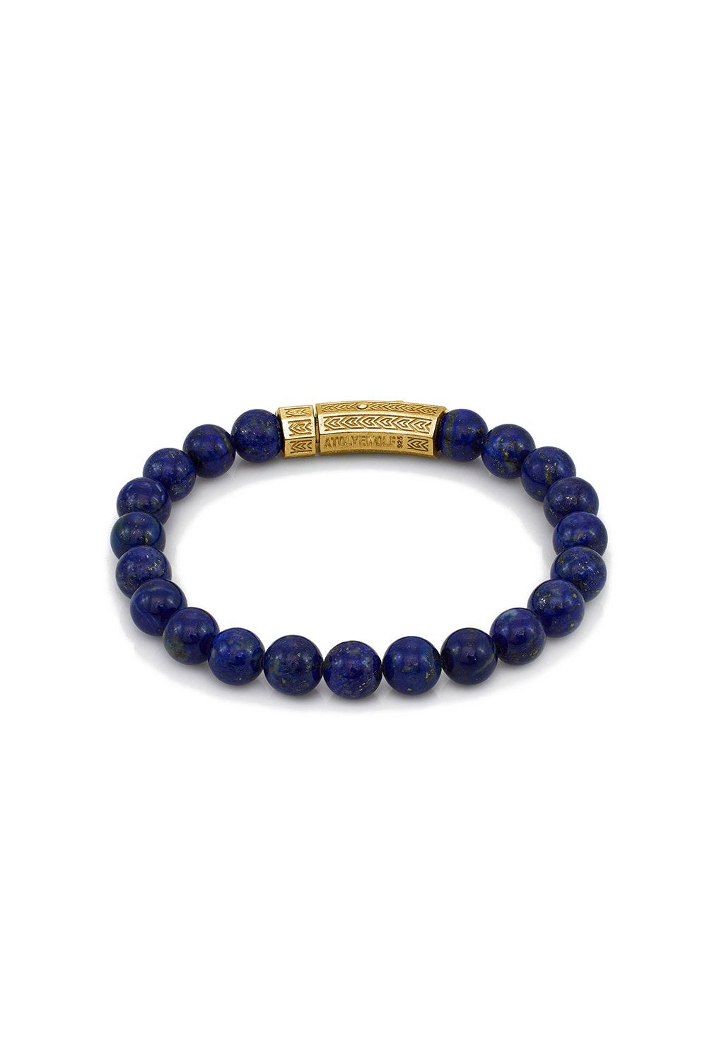 Lapis Lazuli Taşlı Kalın Bileklik, Gold - 1
