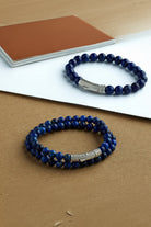 Lapis Lazuli Taşlı Çift Sıra Bileklik, Gümüş - 2