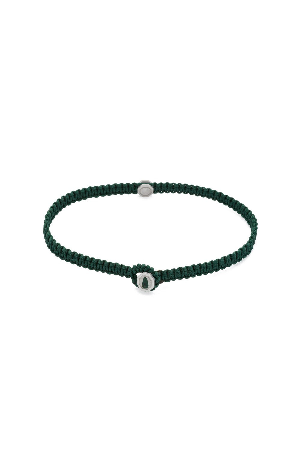 Sekizgen Detaylı Makrome Bileklik, Yeşil - Gümüş - 1
