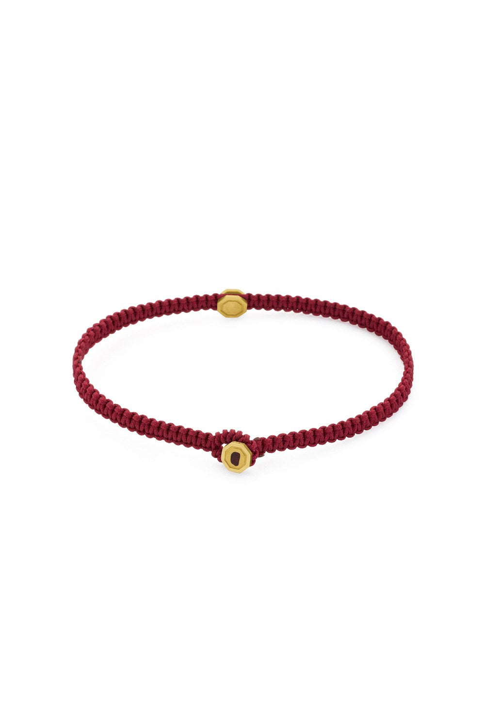 Sekizgen Detaylı Makrome Bileklik, Bordo - Gold - 1