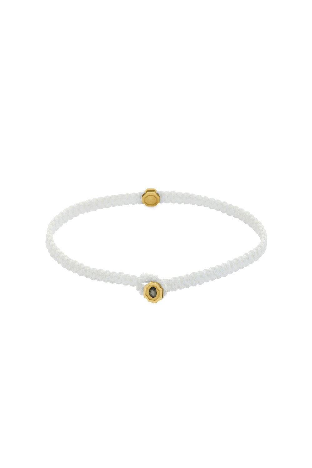 Sekizgen Detaylı Makrome Bileklik, Beyaz - Gold - 1