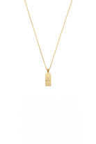 Mineli Sekizgen Plaka Kolye, Siyah - Gold - 1
