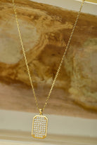 Zirkon Taşlı Sekizgen Kolye, Beyaz - Gold - 3