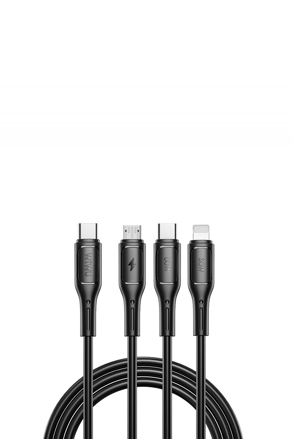 Starlink Wi-C046e 3'ü 1 Arada Usb-A - Lightning, Type-C Ve Micro Usb Şarj Ve Data Kablosu, 60 W, 1,2 M - 3