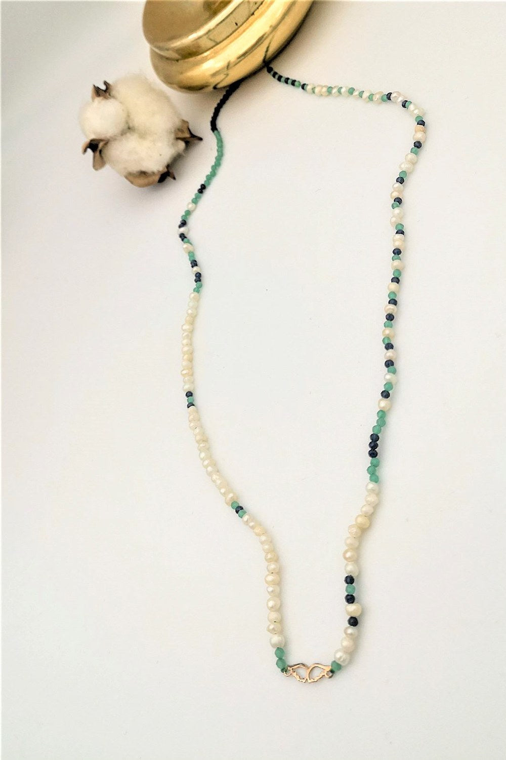 14 Ayar Altın Melek İnci Edim Kolye - 0
