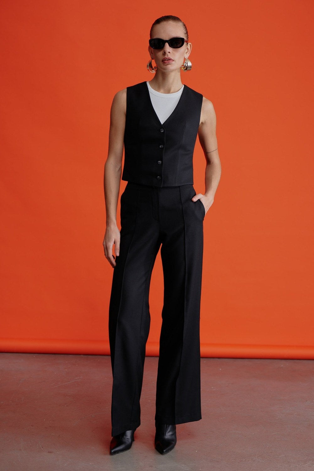 Millie Düz Kesim Twill Pantolon - 0