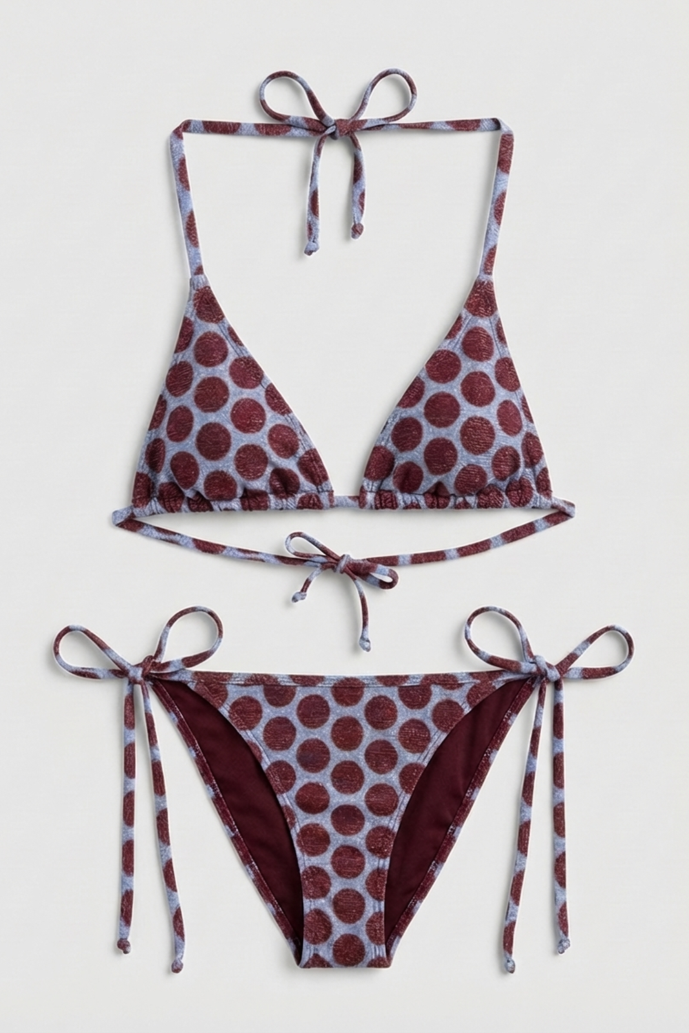 Sea State Of Mind Puantiyeli Bağlamalı Üçgen Bikini Takımı - 1