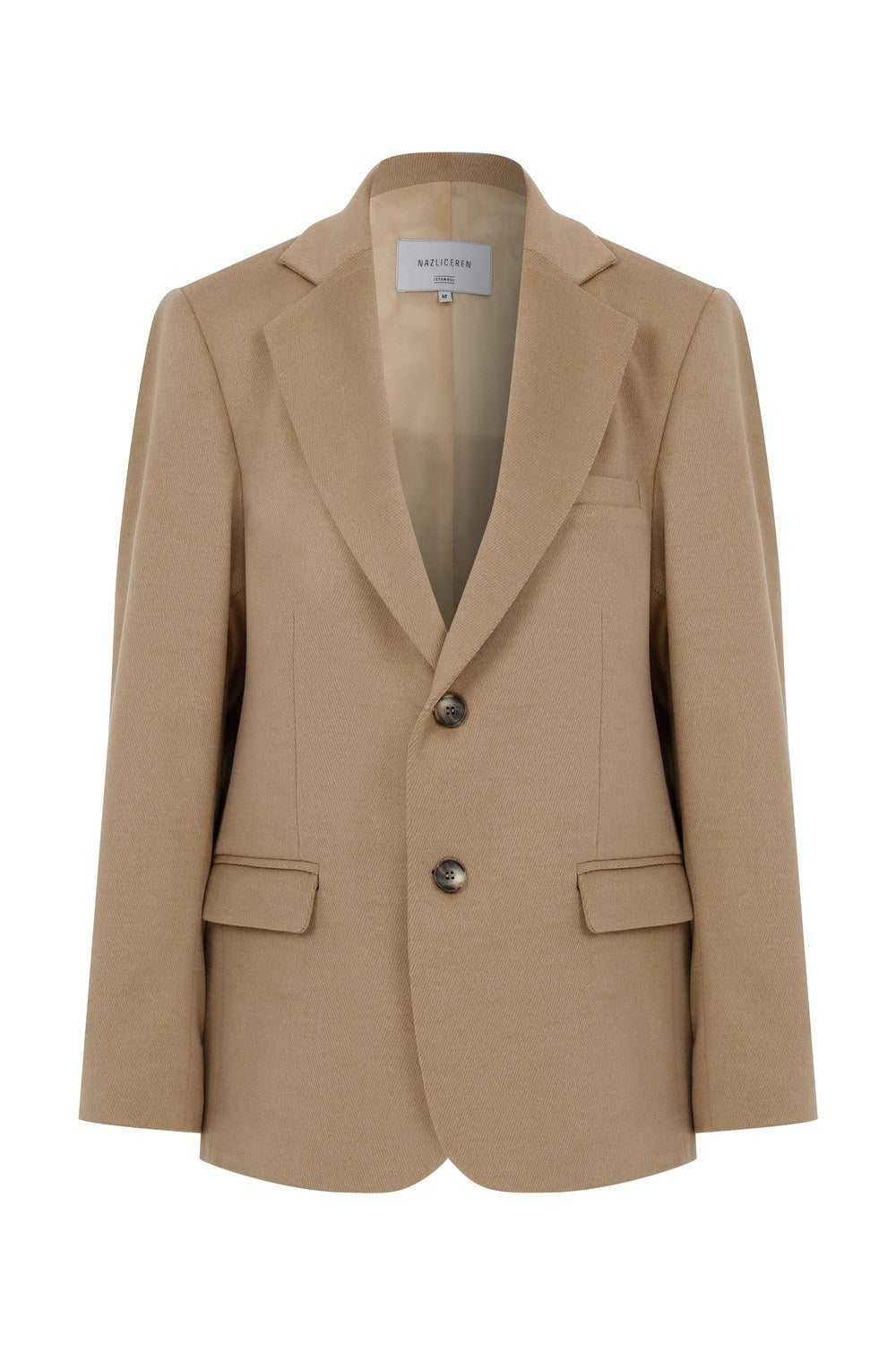 Boxy Yün Blazer Açık Kahverengi - 6