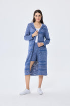Skyler, Ajurlu, Kadın Kapüşonlu Yazlık Uzun Triko Hırka - Denim Mix - 5