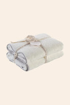 Scallop %100 Pamuk Havlu Seti Ecru+Stone Gray - 1