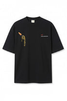 Spagetti Grafik Baskılı Oversize T-Shirt, Siyah - 0