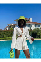 Beverly Önden Bağlamalı Crop Bolero, Beyaz - 1