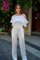 Ivy Beyaz Fırfırlı Tulum - 3