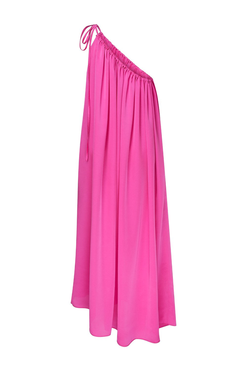 Chrissy Tek Omuz Saten Elbise Fuschia - 0