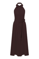 Carrie Midi Keten Elbise Burnt Siena - 1
