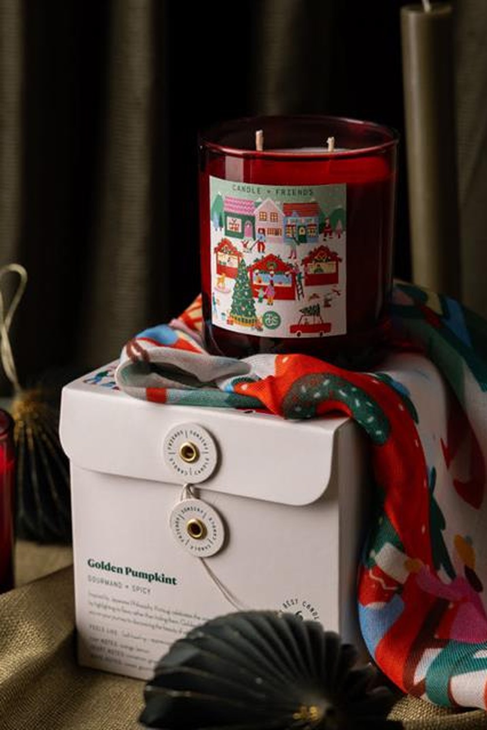 Christmas Collection Yeni Yıl Golden Pumpkin Cam Mum Medium - 3
