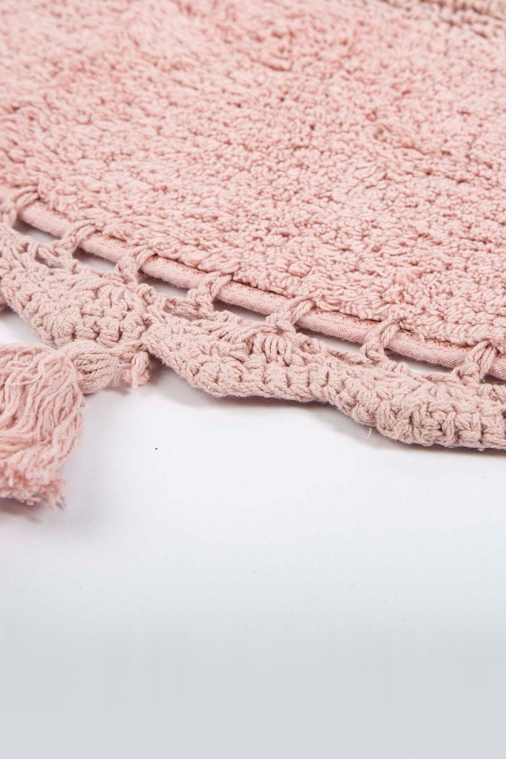 Olivid Yuvarlak Banyo Paspası %100 Pamuk 100x100 Pembe - 3