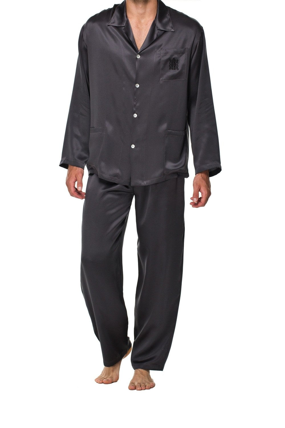 King İpek Pijama Takımı, Koyu Gri - 0