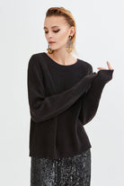 Heart Break Reglon Sleeve Sweater Black - 1