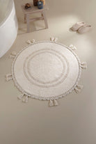 Olivid Yuvarlak Banyo Paspası %100 Pamuk 100x100 Ekru - 3