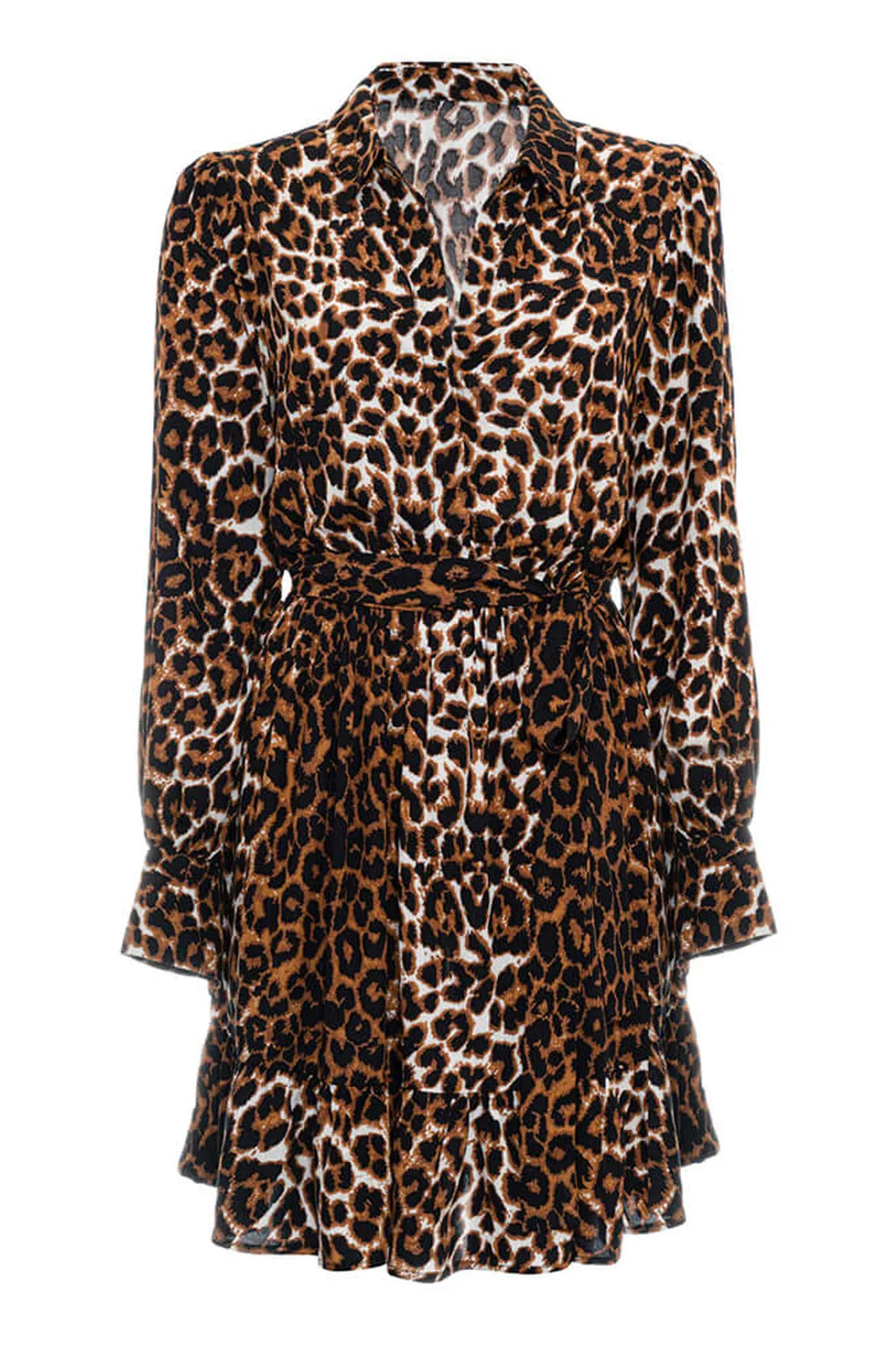 Leopar Fırfırlı Mini Elbise - 9
