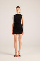 Bağlama Detaylı Simli Mini Fabia Elbise Siyah - 2