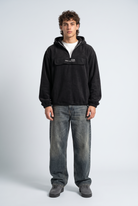 Yarım Fermuarlı Kapüşonlu Polar Sweatshirt
