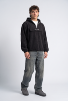 Yarım Fermuarlı Kapüşonlu Polar Sweatshirt