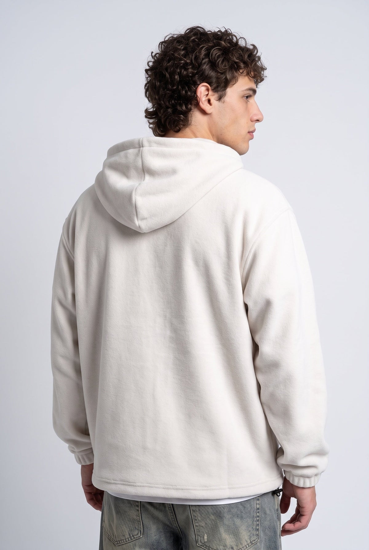 Yarım Fermuarlı Kapüşonlu Polar Sweatshirt