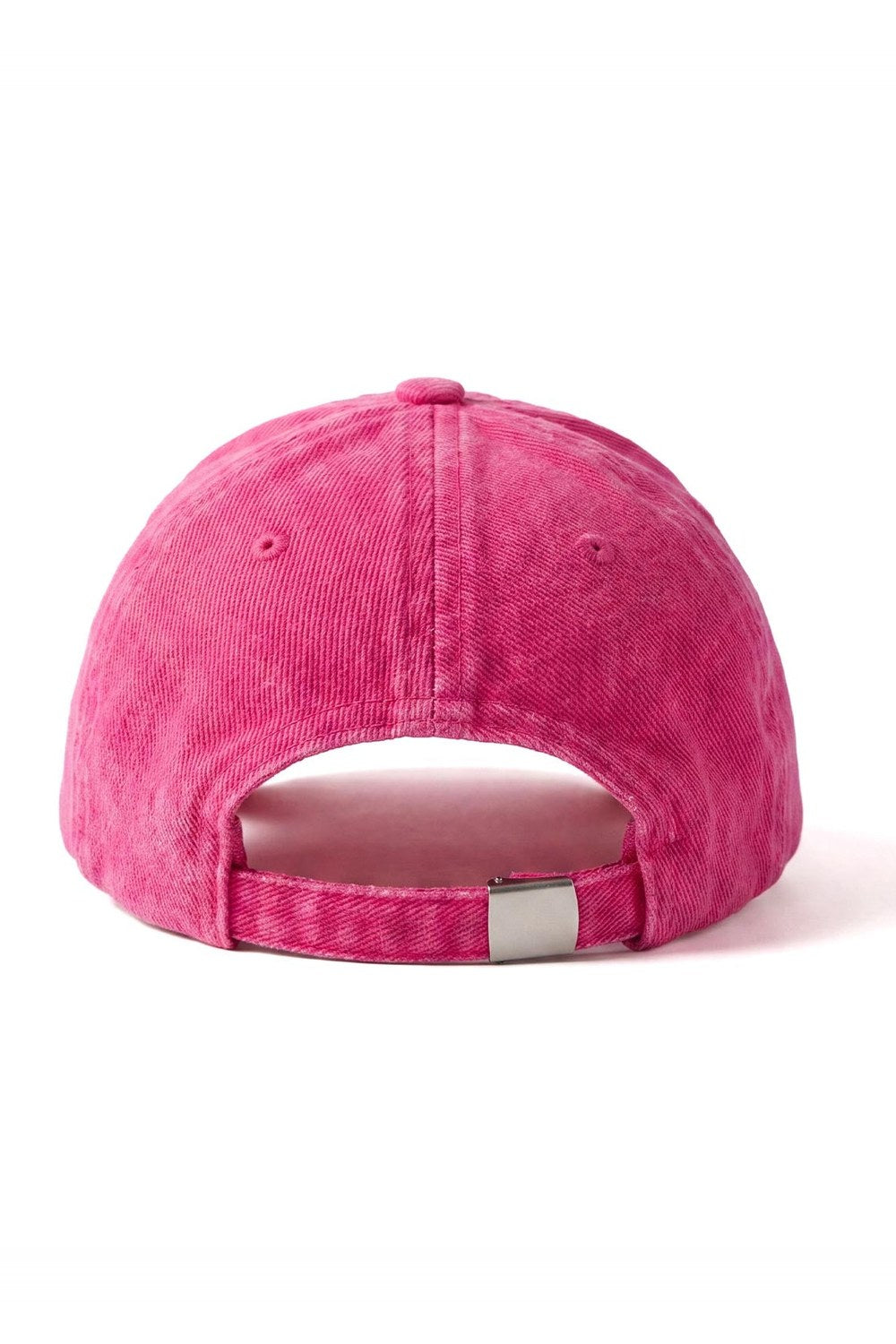 Unisex 3d Fm Icon Nakışlı Yıpratmalı Denim Cap - Fuşya - 2