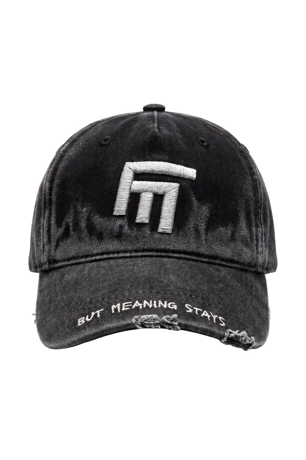 Unisex 3d Fm Icon Nakışlı Yıpratmalı Denim Cap - Siyah - 3