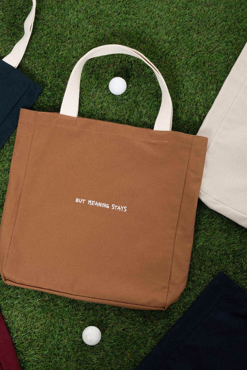 Unisex Fakemood Nakışlı Tote Bag - Camel - 1