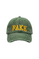 Unisex Fake Mood Nakışlı Yıpratmalı Cap - Yeşil - 0