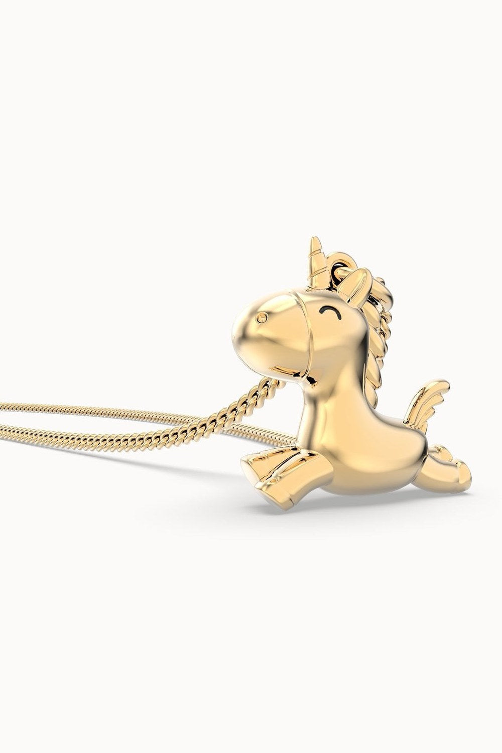 18 Ayar Altın Kaplama Uçan Unicorn Kolye - 4